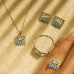 Silver Rectangle Crystal & Pearl Jewelry Set - Zambeel
