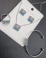 Silver Rectangle Crystal & Pearl Jewelry Set - Zambeel
