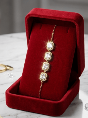 Square Crystal Link Adjustable Bracelet - Zambeel