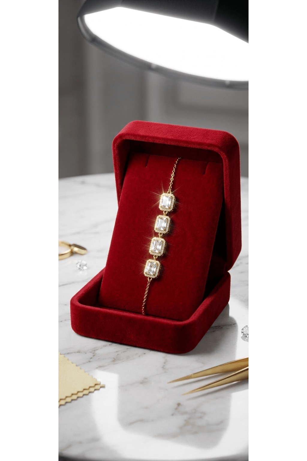 square-crystal-link-adjustable-bracelet-1740455 Square Crystal Link Adjustable Bracelet - Zambeel