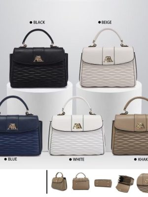 Textured Wave Flap Handbag - Zambeel