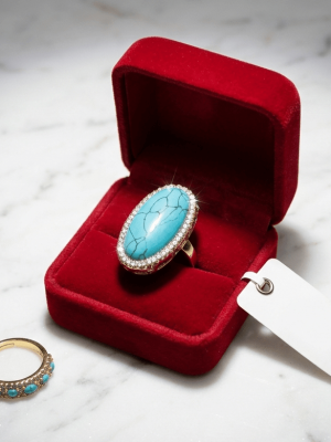 Turquoise Oval Crystal Statement Ring - Zambeel