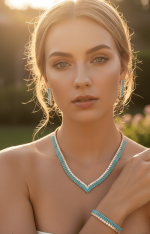 Turquoise V - Cut Crystal Jewelry Set - Zambeel