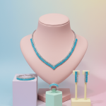 Turquoise V - Cut Crystal Jewelry Set - Zambeel