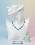 Turquoise V - Cut Crystal Jewelry Set - Zambeel