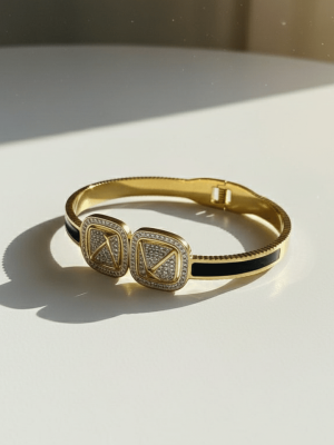 Twin Diamond Emblem Bangle - Zambeel