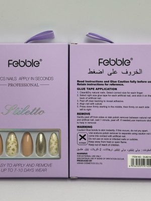 Febble - Nude Floral Gold Mix Press-On Nails