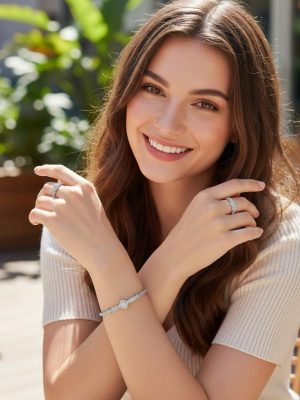Elegant Knot Zirconia Bangle & Ring Set