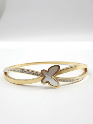White Enamel Butterfly Bangle - Zambeel